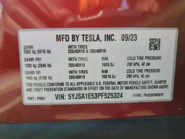2023 TESLA MODEL S - 5YJSA1E53PF525324