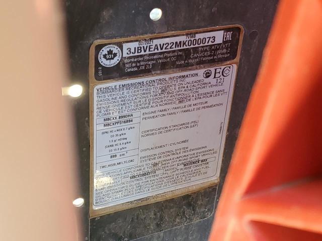 2021 CAN-AM MAVERICK X - 3JBVEAV22MK000073