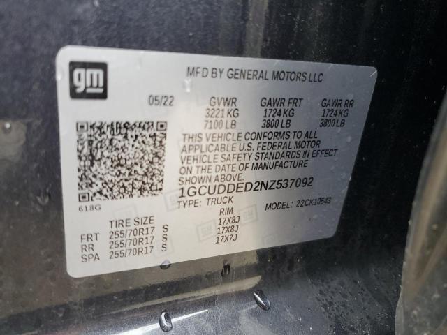 2022 CHEVROLET SILVERADO - 1GCUDDED2NZ537092
