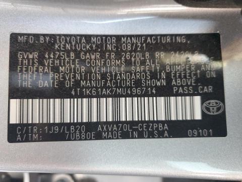 2021 TOYOTA CAMRY XSE - 4T1K61AK7MU496714