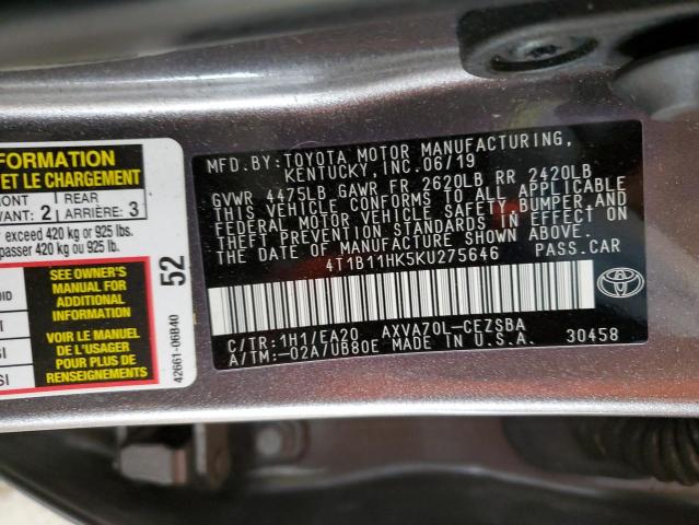 2019 TOYOTA CAMRY L - 4T1B11HK5KU275646