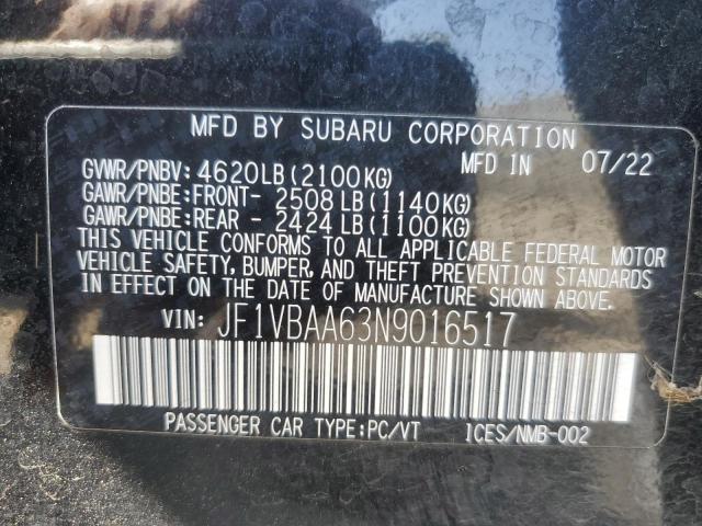 2022 SUBARU WRX JF1VBAA63N9016517