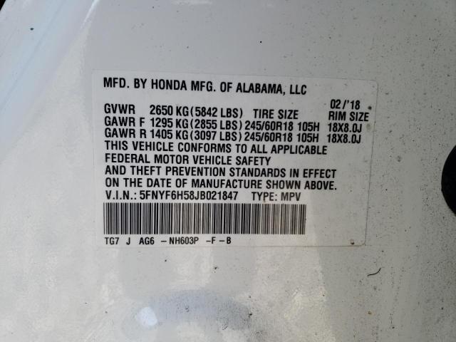 2018 HONDA PILOT EXL - 5FNYF6H58JB021847