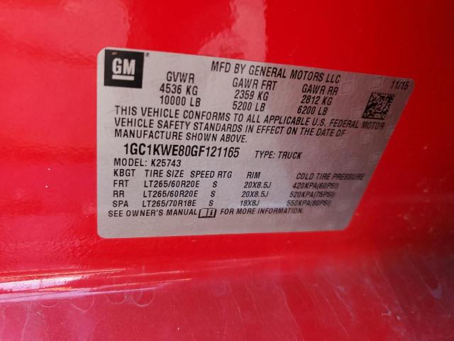 2016 CHEVROLET SILVERADO - 1GC1KWE80GF121165