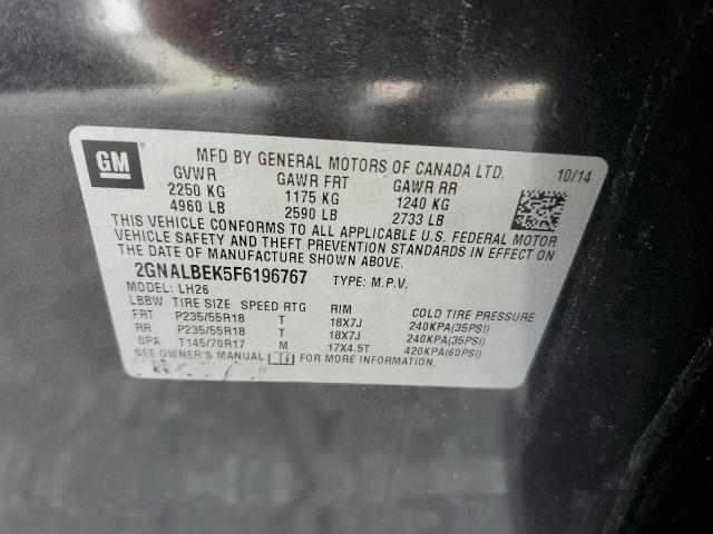 2015 CHEVROLET EQUINOX LT - 2GNALBEK5F6196767
