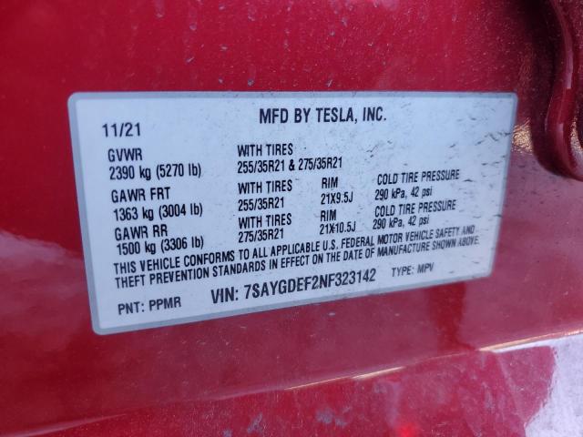 2022 TESLA MODEL Y - 7SAYGDEF2NF323142