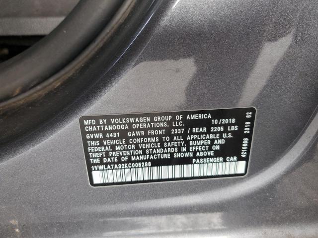 2019 VOLKSWAGEN PASSAT WOL - 1VWLA7A32KC005288