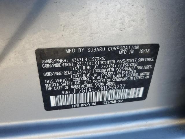 2019 SUBARU CROSSTREK - JF2GTAEC2KH259237