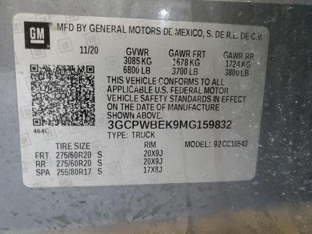 2021 CHEVROLET SILVERADO - 3GCPWBEK9MG159832