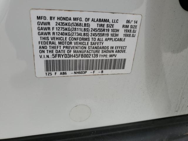 2015 ACURA MDX TECHNO - 5FRYD3H45FB002139