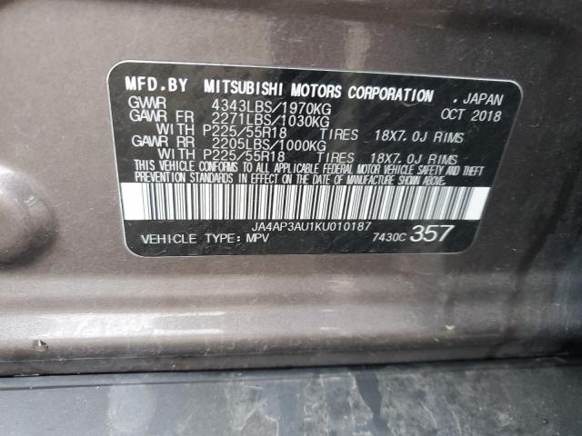 2019 MITSUBISHI OUTLANDER - JA4AP3AU1KU010187