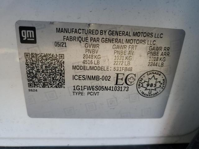 2022 CHEVROLET BOLT EV 1LT 1G1FW6S05N4103173