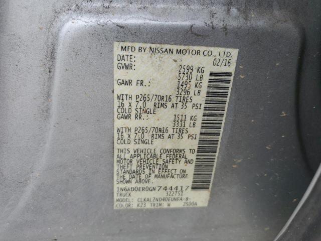2016 NISSAN FRONTIER S - 1N6AD0ER0GN744417