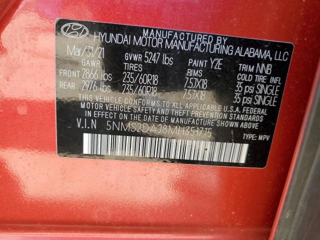 2021 HYUNDAI SANTA FE S 5NMS2DAJ8MH351715