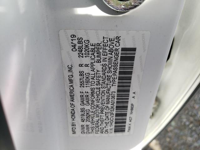 2019 HONDA ACCORD HYB - 1HGCV3F52KA013673