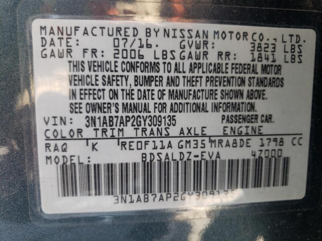 2016 NISSAN SENTRA S - 3N1AB7AP2GY309135
