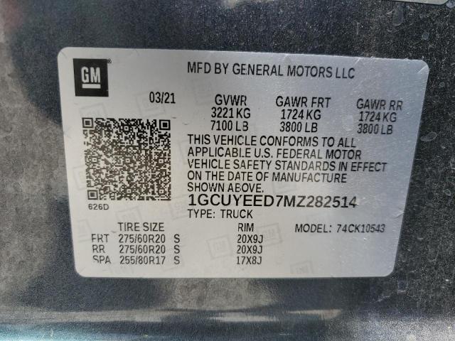 2021 CHEVROLET 1500 1GCUYEED7MZ282514