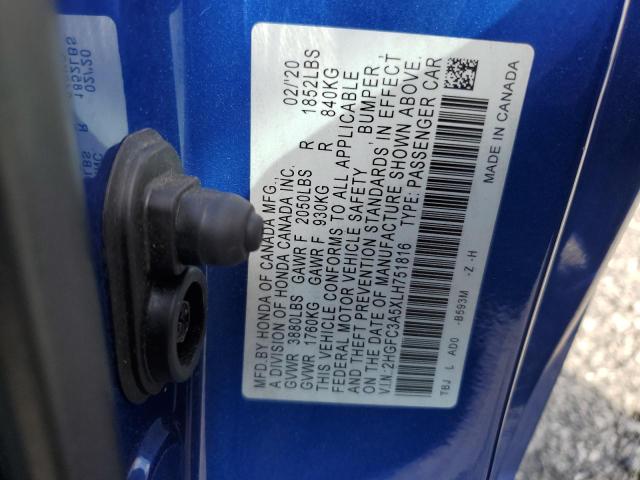2020 HONDA CIVIC SI 2HGFC3A5XLH751816
