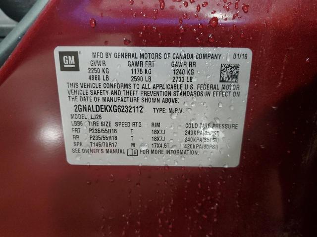 2016 CHEVROLET EQUINOX LT - 2GNALDEKXG6232112