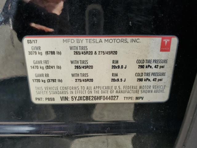 2017 TESLA MODEL X 5YJXCBE26HF044027