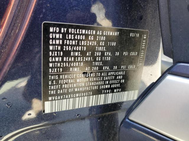 2016 VOLKSWAGEN TIGUAN S WVGAV7AX5GW096575