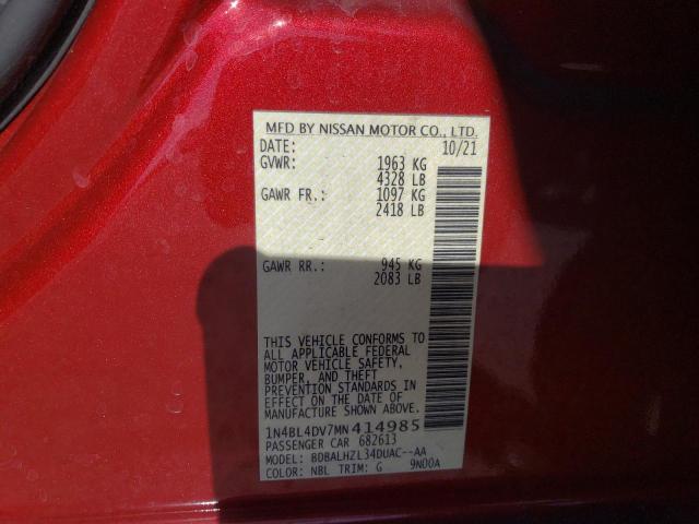 2021 NISSAN ALTIMA SV - 1N4BL4DV7MN414985