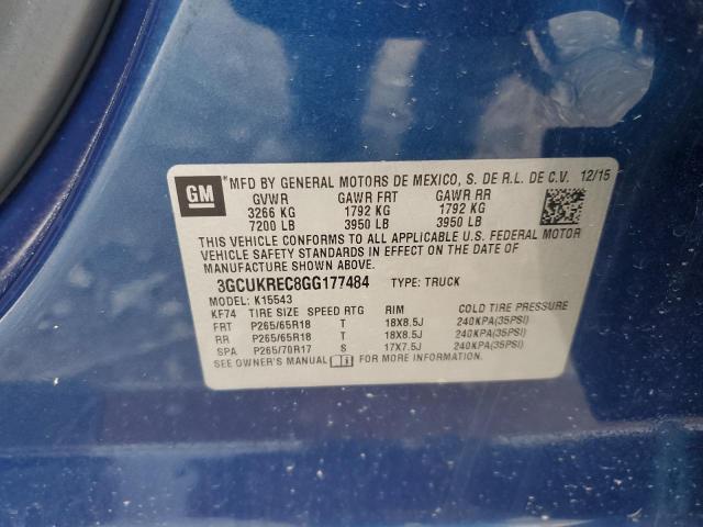 2016 CHEVROLET SILVERADO - 3GCUKREC8GG177484