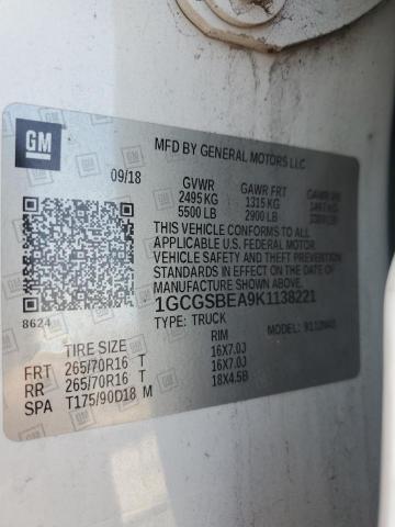 2019 CHEVROLET COLORADO - 1GCGSBEA9K1138221