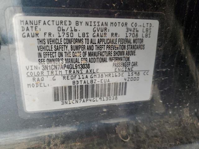 2016 NISSAN VERSA S - 3N1CN7AP4GL913038