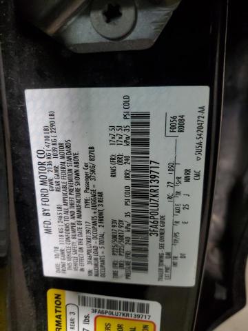 2019 FORD FUSION SE - 3FA6P0LU7KR139717