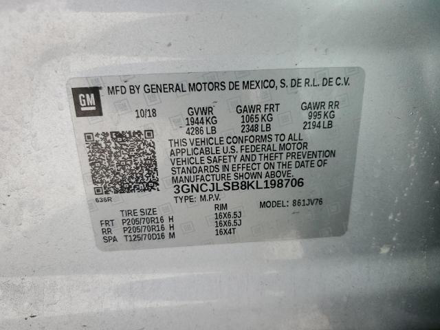 2019 CHEVROLET TRAX 1LT - 3GNCJLSB8KL198706