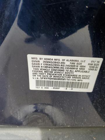 2016 HONDA PILOT EXL - 5FNYF6H56GB058114