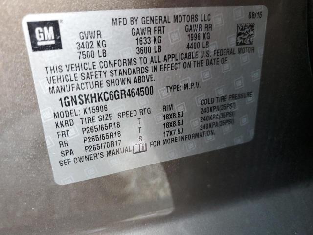 2016 CHEVROLET SUBURBAN K - 1GNSKHKC6GR464500