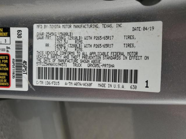 2019 TOYOTA TACOMA DOU - 5TFCZ5AN6KX194571