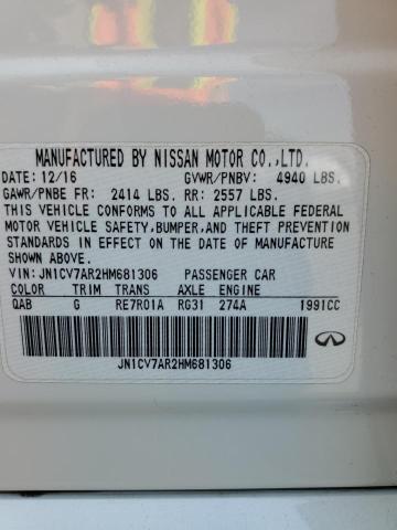 2017 INFINITI Q50 BASE - JN1CV7AR2HM681306