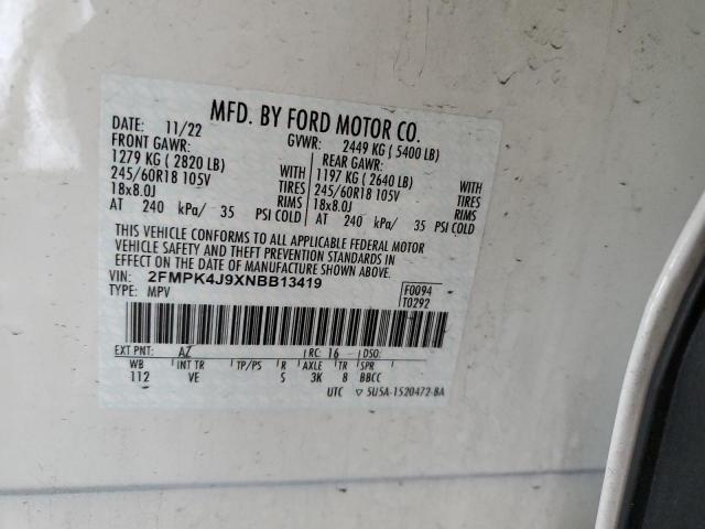 2022 FORD EDGE SEL - 2FMPK4J9XNBB13419