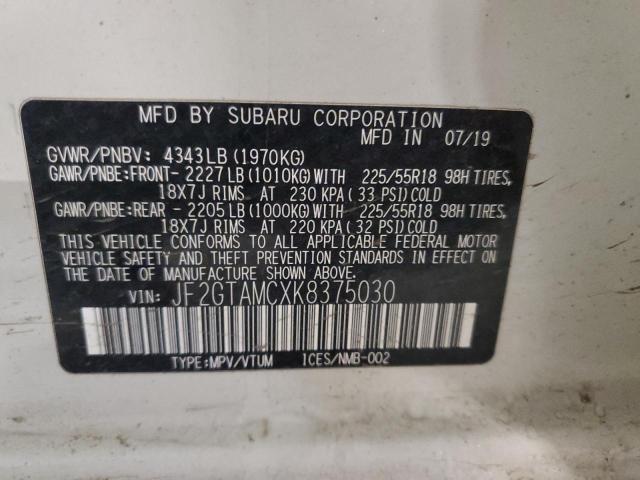 2019 SUBARU CROSSTREK - JF2GTAMCXK8375030