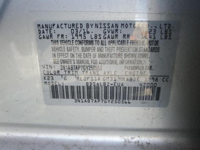 2016 NISSAN SENTRA S - 3N1AB7AP7GY250566