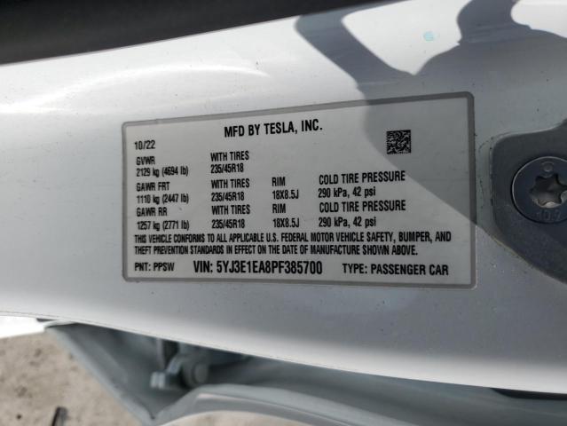 2023 TESLA MODEL 3 5YJ3E1EA8PF385700