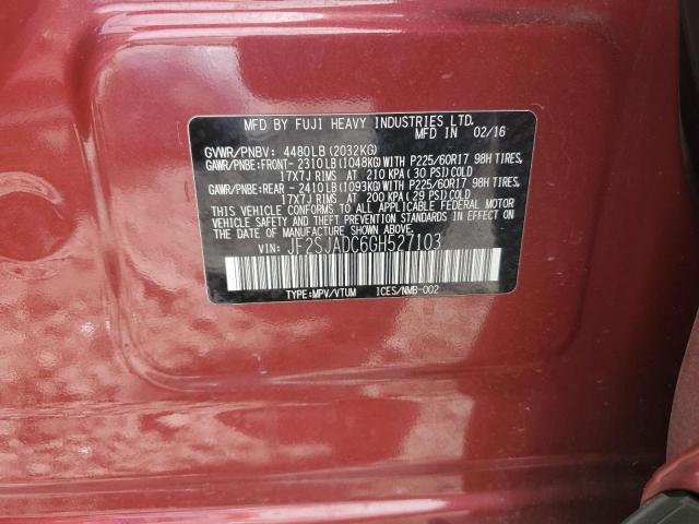 2016 SUBARU FORESTER 2 - JF2SJADC6GH527103