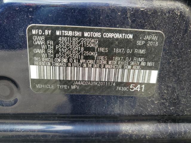 2019 MITSUBISHI OUTLANDER - JA4AD2A31KZ011174
