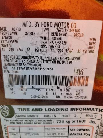 2010 FORD F150 SUPER - 1FTFW1EV6AFB61874
