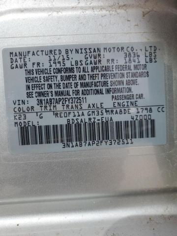 2015 NISSAN SENTRA S - 3N1AB7AP2FY372511
