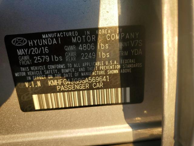2016 HYUNDAI AZERA KMHFG4JG8GA569641