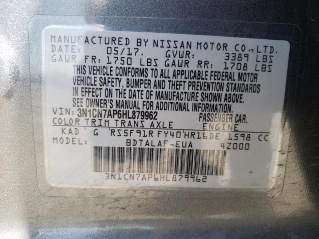 2017 NISSAN VERSA S - 3N1CN7AP6HL879962