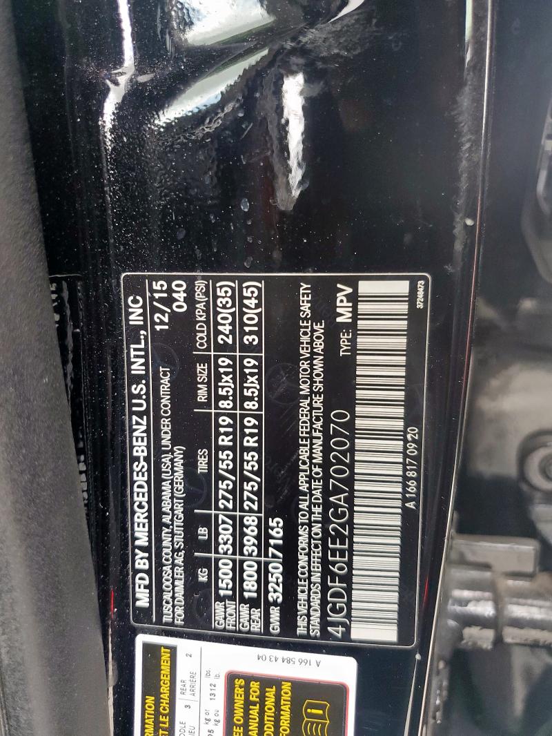 2016 MERCEDES-BENZ GL 450 4MA - 4JGDF6EE2GA702070