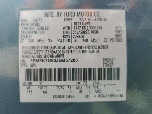 2018 FORD EXPLORER X - 1FM5K7D80JGB57203
