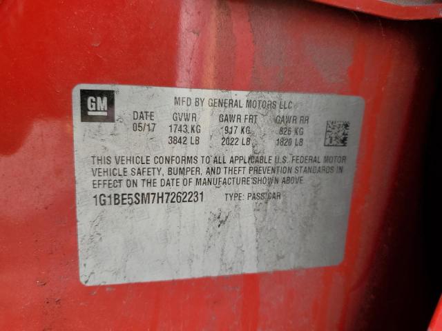 2017 CHEVROLET CRUZE LT - 1G1BE5SM7H7262231