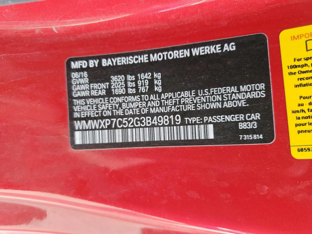 2016 MINI COOPER S - WMWXP7C52G3B49819