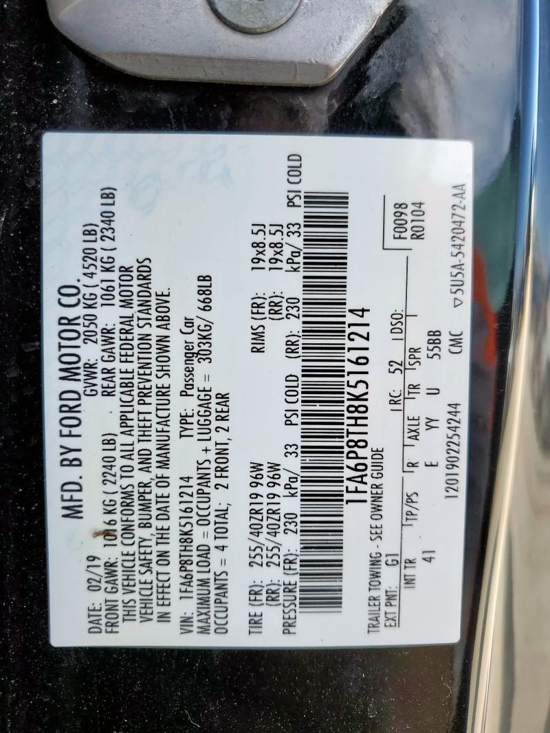 2019 FORD MUSTANG - 1FA6P8TH8K5161214